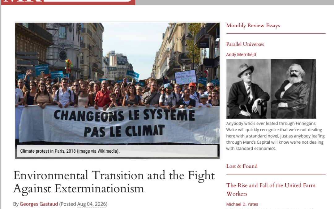 Une nouvelle publication dans Monthly Review